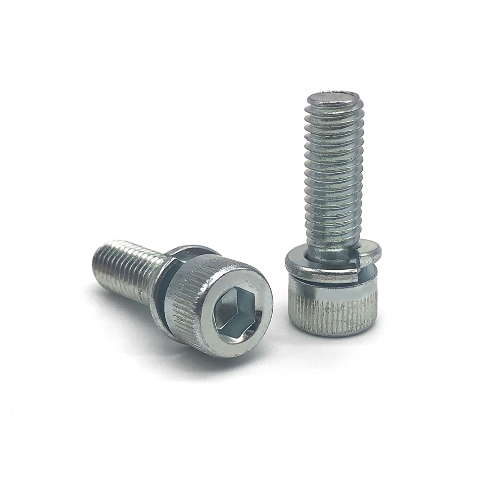 鍍鋅8.8級圓柱頭內(nèi)六角組合螺絲彈墊組合螺絲定制非標(biāo)螺絲